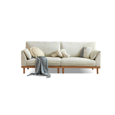 Crafted Comfort Corduroy Sofa: Goose Down Cushions in Beige, Yellow, Khaki, Green & Fog Blue with Oak & Pine Wood Finish hmyf - 1271MUTUKISPACE