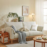 Crafted Comfort Corduroy Sofa: Goose Down Cushions in Beige, Yellow, Khaki, Green & Fog Blue with Oak & Pine Wood Finish hmyf - 1271MUTUKISPACE