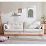 Natural Oak and Pine Wood Sofa with Beige Corduroy and Goose Down Cushions hmyf - 1272MUTUKISPACE