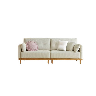Elegant Beige Corduroy Sofa with Natural Oak and Pine Wood Frame - Luxurious Goose Down Filling hmyf - 1274MUTUKISPACE