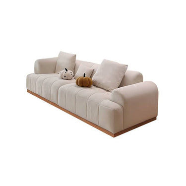 Elegant Beige Sofa with Natural Oak and Pine Wood Accents in Cotton and Faux Leather hmyf - 1275MUTUKISPACE