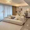 Elegant Beige Sofa with Natural Oak and Pine Wood Accents in Cotton and Faux Leather hmyf - 1275MUTUKISPACE