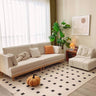 Luxurious Beige Corduroy Sofa with Natural Oak and Pine Wood Frame - Goose Down Cushions hmyf - 1276MUTUKISPACE