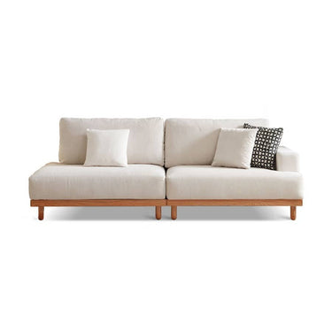 Luxurious Beige Corduroy Sofa with Natural Green Accent and Oak/Pine Wood, Filled with Goose Down hmyf - 1277MUTUKISPACE