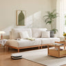 Luxurious Beige Corduroy Sofa with Natural Green Accent and Oak/Pine Wood, Filled with Goose Down hmyf - 1277MUTUKISPACE