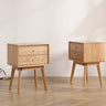 Elegant Oak Bedside Cupboard with Copper Accents in Natural Wood Finish hmzj - 800MUTUKISPACE