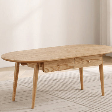 Elegant Oak Wood Coffee Table with Copper Accents - Natural Wood Finish hmzj - 802MUTUKISPACE