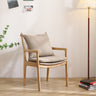 Elegant Light Brown Oak Wood Chair with Cotton & Linen Upholstery and Foam Padding hmzj - 807MUTUKISPACE