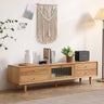 Stylish Oak TV Cabinet with Glass and Copper Accents - Modern Natural Wood Design hmzj - 812MUTUKISPACE