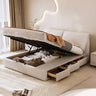 Luxurious Beige and Light Gray Cotton Beed with Faux Leather Accents and Pine Wood Frame hmzsh - 1269MUTUKISPACE