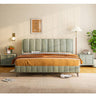 Solid Pine Wood Bed with Beige, Green, Blue, and Yellow Accents for a Stylish Bedroom hmzsh - 1270MUTUKISPACE