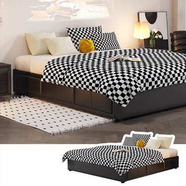 Luxurious Black Faux Leather Bed Frame - Elegant & Stylish Design hmzsh - 1548MUTUKISPACE