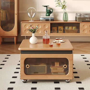 Modern Lift - Top Coffee Table with Storage in Beech Wood and Tempered Glass hns - 4121MUTUKISPACE