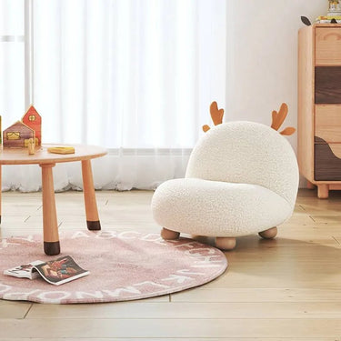 Cozy Deer Antler Sofa Chair - Plush Velvet & Wooden Base for Kids Room Decor hns - 4130MUTUKISPACE