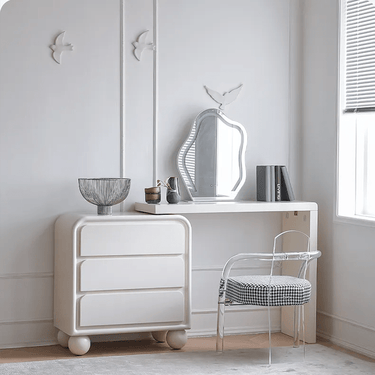 Modern Oak Pine Makeup Vanity with Unique Mirror and Storage? hqlw - 4023MUTUKISPACE