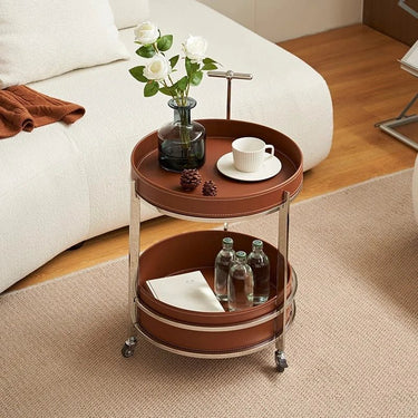 Coffee Table with Wheels – Leather Finish and Modern Design hqy - 5203MUTUKISPACE