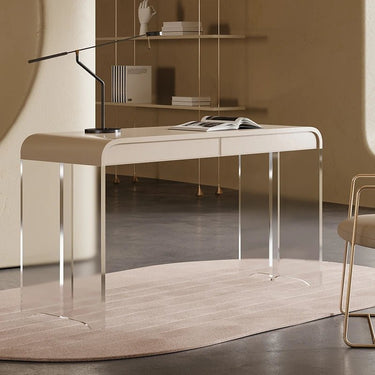 Leather - Top Desk with Transparent Acrylic Legs – Modern Home Office Table hqy - 5204MUTUKISPACE