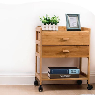 Stylish Brown Bamboo Bedside Cupboard – Elegant & Durable Natural Wood Finish hsl - 297MUTUKISPACE