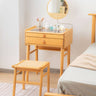 Elegant Natural Bamboo Makeup Vanity with Glass Top hsl - 73MUTUKISPACE