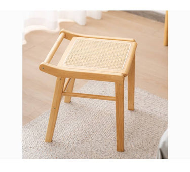 Bamboo Wood and Glass Stool - Natural Wood Finish hsl - 74MUTUKISPACE
