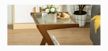 Elegant Natural Wood Tea Table with Reeded Glass – Brown, Grey & Dark Bamboo Styles hsl - 76MUTUKISPACE