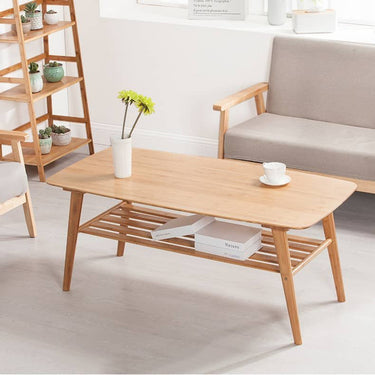 Stylish Bamboo Coffee Table in Natural Wood Brown Finish - Perfect for Your Living Room hsl - 81MUTUKISPACE