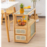 Elegant Natural Wood Tea Table with Reeded Glass and Dark Grey Bamboo Accents hsl - 82MUTUKISPACE