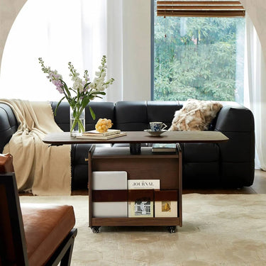 Stylish Red Oak Coffee Table with Storage Shelves - Perfect for Modern Living Rooms hsmjx - 4155MUTUKISPACE