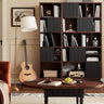 Elegant Red Oak Bookcase with Tempered Glass Doors - Stylish Multi - Layer Storage Cabinet for Modern Living Rooms hsmjx - 4157MUTUKISPACE