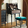 Elegant Red Oak Vanity Stool with Luxurious Teal Upholstery - Perfect for Dressing Rooms hsmjx - 4163MUTUKISPACE