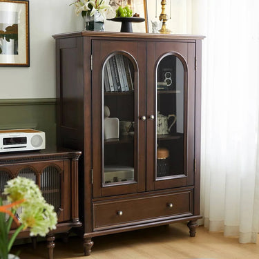 Elegant Tulipwood Cabinet with Tempered Glass Doors - Enhance Your Living Space hsmjx - 4165MUTUKISPACE