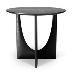 19.7"Dia Modern Round Coffee Table with Oak Finish and Unique Base – Stylish Living Room Accent