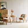 Elegant Ash Wood and Rattan Chair with Cotton - Linen Upholstery htzm - 1501MUTUKISPACE
