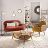 Modern Red and Black Velvet Rattan Sofa with Ash Wood Frame htzm - 1503MUTUKISPACE
