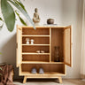Natural Ash Wood Cabinet with Rattan Accents - Stylish and Durable Storage Solution htzm - 1508MUTUKISPACE