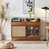 Brown Ash Wood and Rattan Cabinet - Sleek and Stylish Storage Solution htzm - 1510MUTUKISPACE