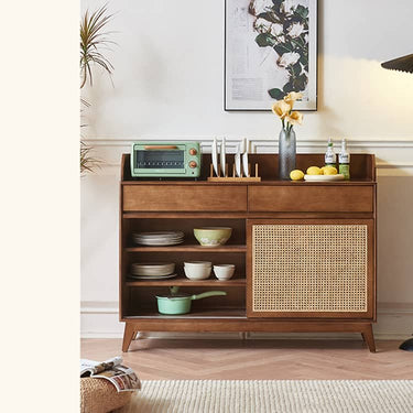 Brown Ash Wood and Rattan Cabinet - Sleek and Stylish Storage Solution htzm - 1510MUTUKISPACE