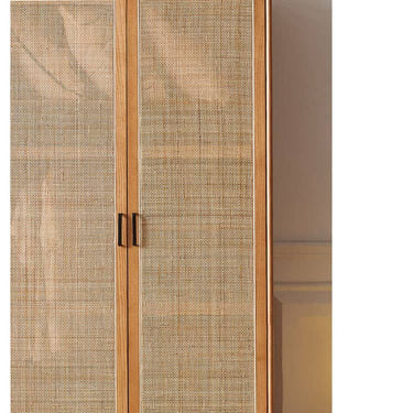 Elegant Ash Wood Closet with Natural Rattan wardrobe htzm - 1513MUTUKISPACE