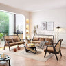 Elegant Dark Brown Ash Wood Sofa with Intricate Rattan Detailing htzm - 1514MUTUKISPACE