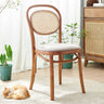 Elegant Brown Cherry Wood Chair with Natural Rattan Accent htzm - 1517MUTUKISPACE