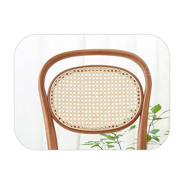 Elegant Brown Cherry Wood Chair with Natural Rattan Accent htzm - 1517MUTUKISPACE