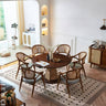 Elegant Brown Ash Wood Table with Rattan Accents and Cotton Linen Blend htzm - 1520MUTUKISPACE