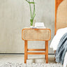 Stylish Ash Wood and Rattan Bedside Cupboard - Natural Finish htzm - 1524MUTUKISPACE
