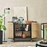 Elegant Black Ash Wood & Rattan Storage Cabinet - Modern Furniture Addition htzm - 1525MUTUKISPACE