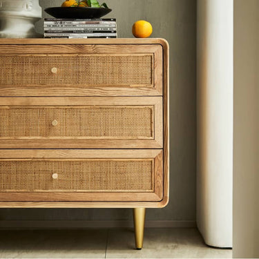 Elegant Natural Wood Ash Cabinet with Stylish Rattan Accents htzm - 1526MUTUKISPACE
