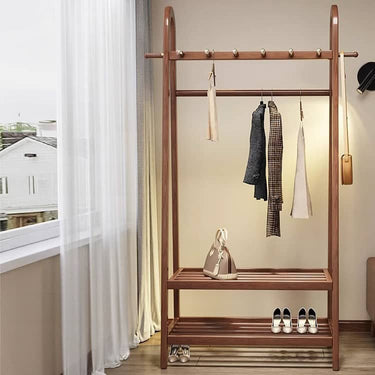 Elegant Brown Ash Wood Coat Hanger - Stylish & Durable htzm - 1527MUTUKISPACE