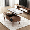 Elegant Solid Wood & Sintered Stone Coffee Table - Brown, White & Black Design hx - 1566MUTUKISPACE