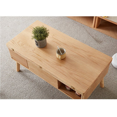 Elegant Oak Wood Coffee Table - Natural Finish for Sophisticated Spaces hx - 1567MUTUKISPACE