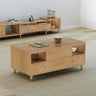 Elegant White Oak Solid Wood Coffee Table with Sintered Stone Top - Natural Finish hx - 1568MUTUKISPACE