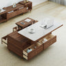 Elegant Solid Wood Coffee Table with White Sintered Stone Top – Perfect for Modern Homes hx - 1570MUTUKISPACE